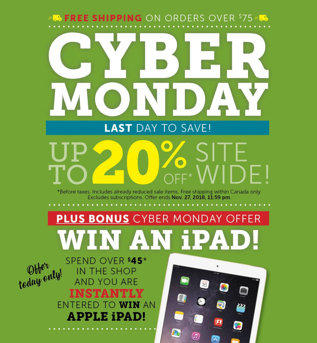 Cyber Monday Bonus Offer! Win an iPAD contest! Royal Canadian Legion