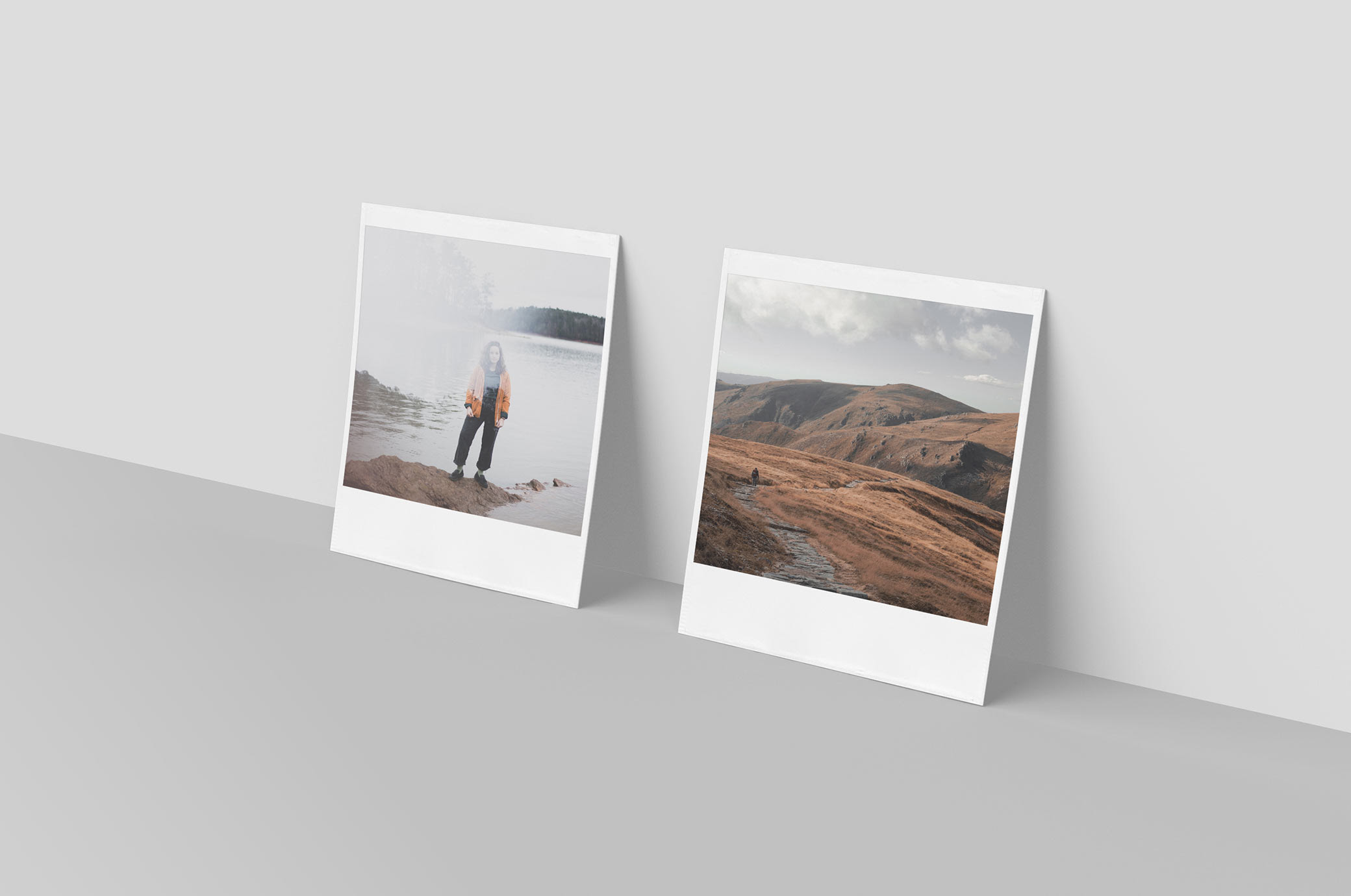 Polaroid photo mockup set — download PSD template