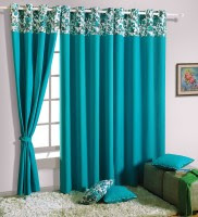 Swayam Cotton Blue Solid Window Curtain