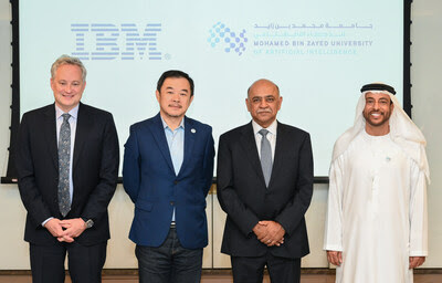 From left to right: Jonathan Adashek, Professor Eric Xing, Arvind Krishna, Sultan Al Hajji