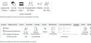Print de tela da área de acessibilidade do Word.