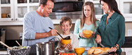 family in kitchen