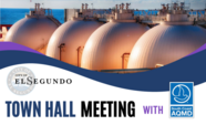 Tanks a Hyperion with words "City of El Segundo Town Hall Meeting with AQMD"