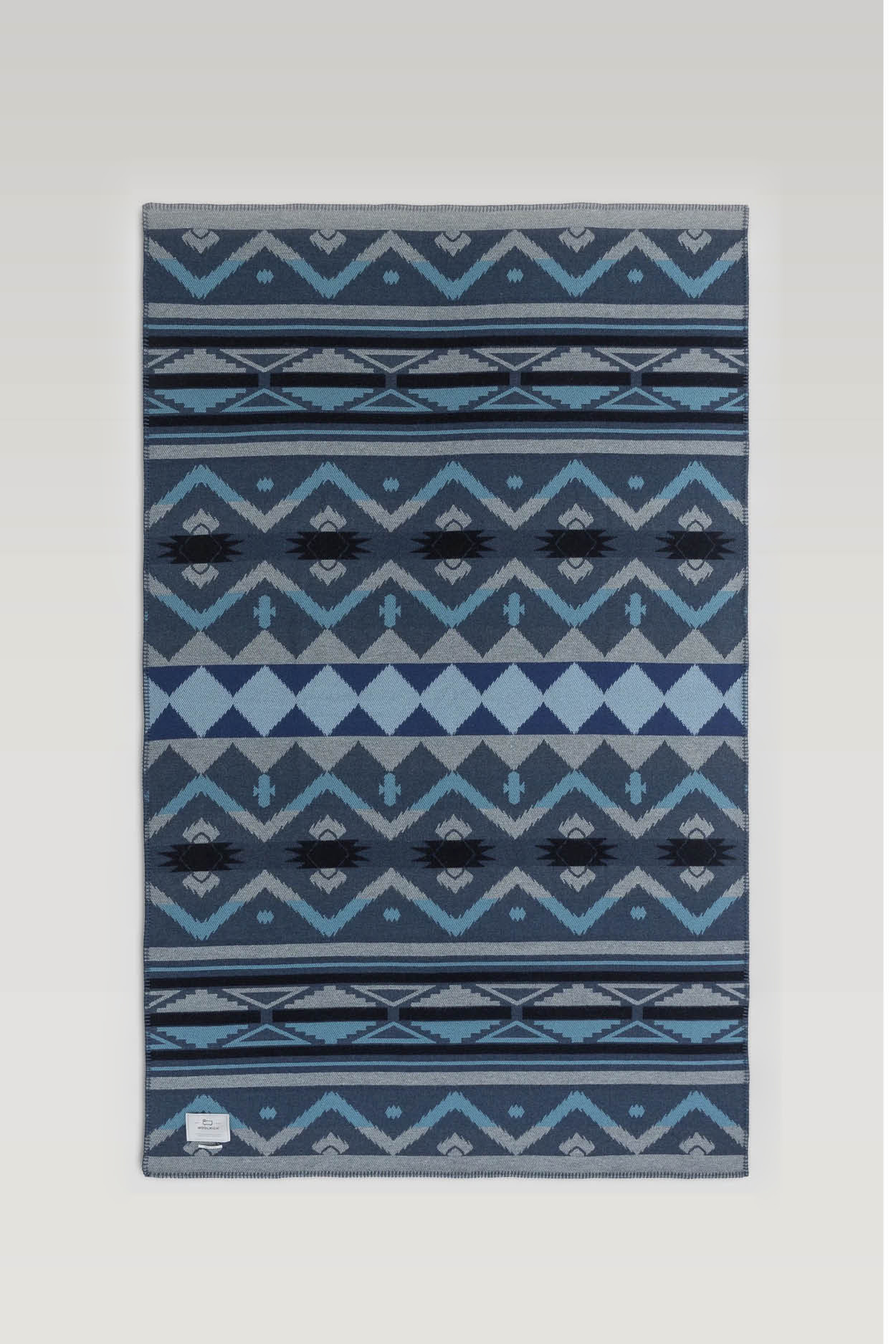 Jacquard Stripe Blanket in pure wool Melton Blue