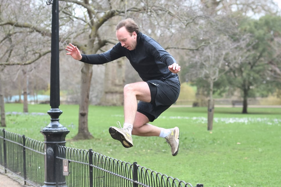 Matt Hancock's half over... with an athletic display in London park | Evening Standard
