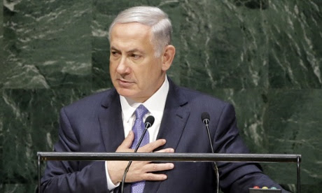 Netanyahu addresses the general assembly.
