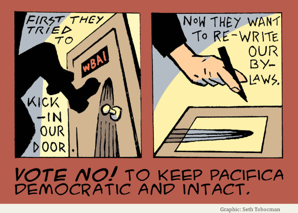 Vote No! to keep Pacifica democratic and intact.