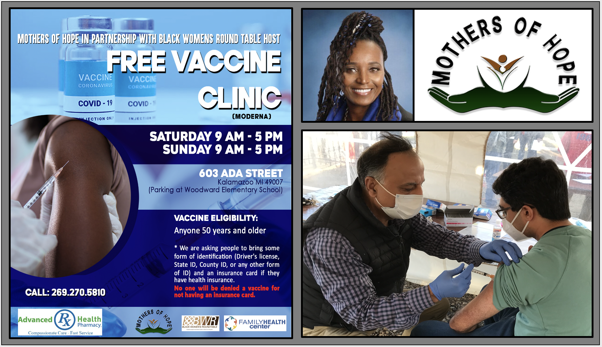 Mothers of Hope organized a free COVID vaccination clinic that vaccinated almost 2,000 people.