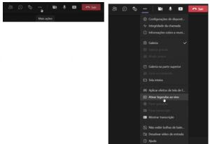 Print de tela com a demonstração das configurações do Microsoft Teams em fundo preto.