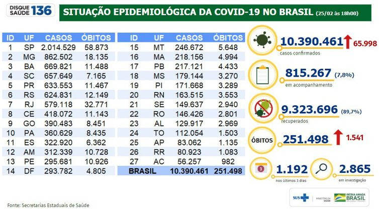 Situação epidemiológica da covid-19 no Brasil