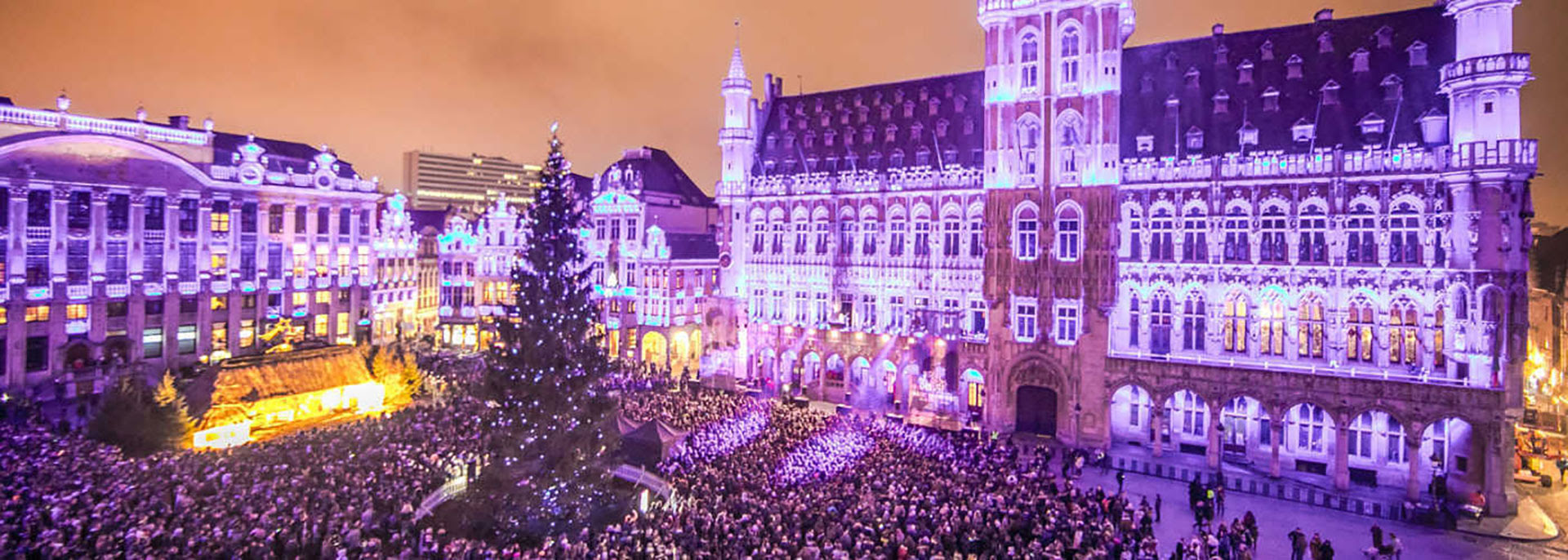 Mercado de Bruselas. Se realiza en la Grand Place del siglo XVII, la plaza principal de la capital belga. Con árbol de Navidad, el pesebre de tamaño natural más grandes de la ciudad y los espectáculos de luces regulares contra las fachadas protegidas por la UNESCO