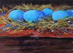 Original acrylic nest blue egg still life painting - Posted on Monday, January 12, 2015 by Alice Harpel