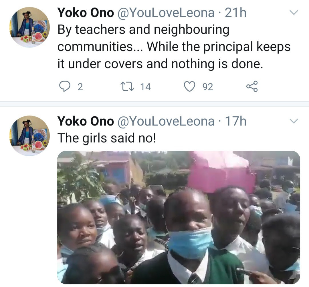 Female high school students in Kenya stage protest after some students were allegedly defiled by teachers and the principal tried to cover it up (video)