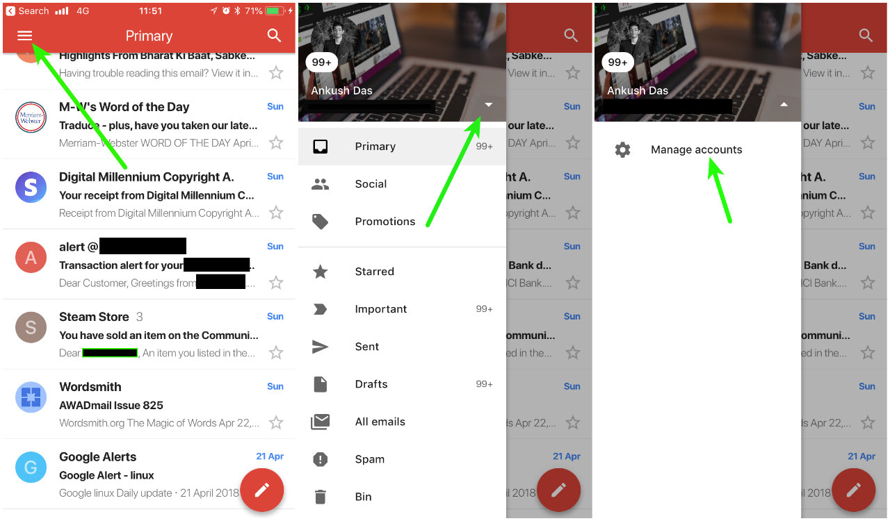 sign out gmail app