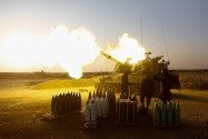 IDF artillery fires on Gazan terrorists.