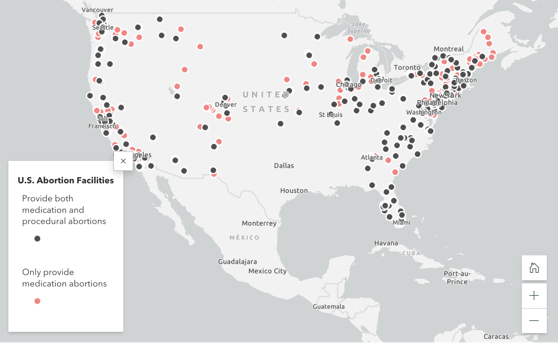 Abortion clinics by type