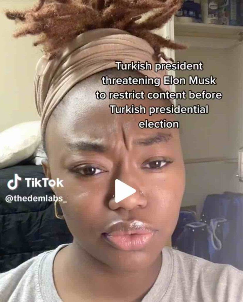 Great content on TikTok often revolves around trending storylines. Referencing these trends in your ad can be a true performance driver as well as a natural conversation starter within the TikTok community. This video is about Elon Musk censoring content for Turkish President Erdogan and set to the rap of "Blocked Pookie"
