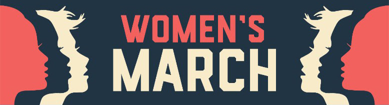 Women's March banner with logo