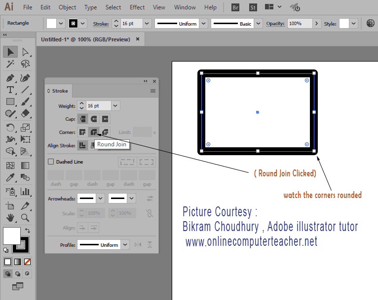 Stroke Panel in Adobe illustrator Cap, Corner and Align Stroke