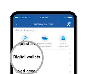Chase Mobile Zoom on Digital wallets button