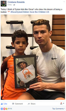 Cristiano Ronaldo Posts Drawing by Syrian Refugee Teen