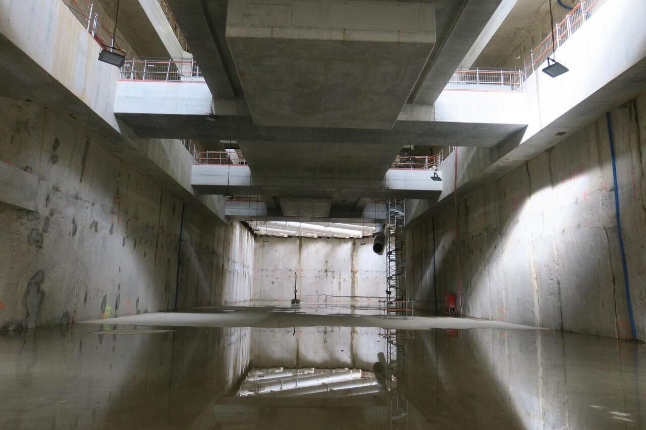 Clamart, le 9 octobre. La "boîte gare" est terminée: 4 niveaux, à 30 m de profondeur. 2 tunneliers vont arriver ici. LP/Jean-Gabriel Bontinck.