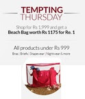 Shop for Rs.1999 & Get  a Beach Bag worth Rs.1175 for Re.1