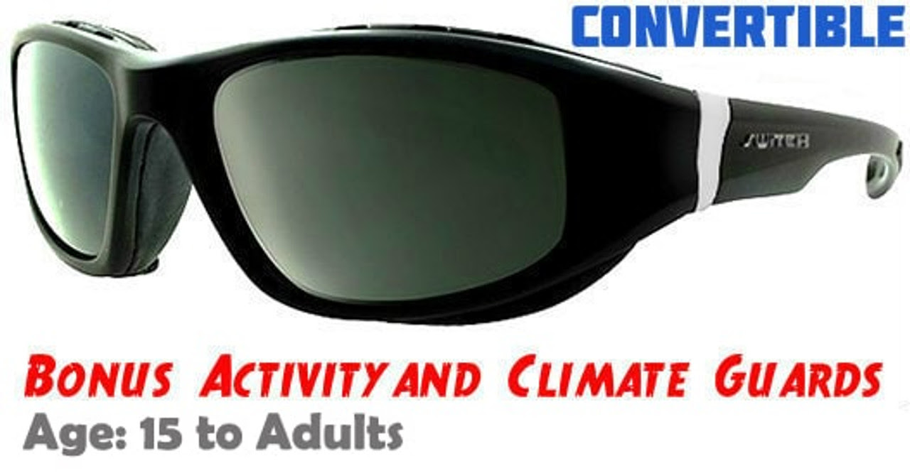 Liberty Sport "Switch" PATHFINDER Sunglasses - Shiny Black| Grey Polarized Lenses (Prescription Lenses Available)