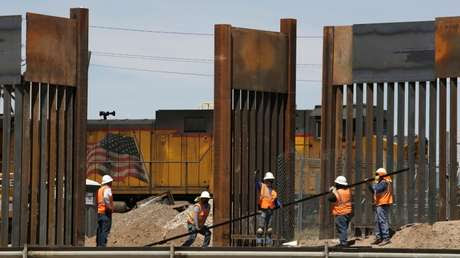 La construcción del muro en El Paso, Texas, el 9 de abril de 2019