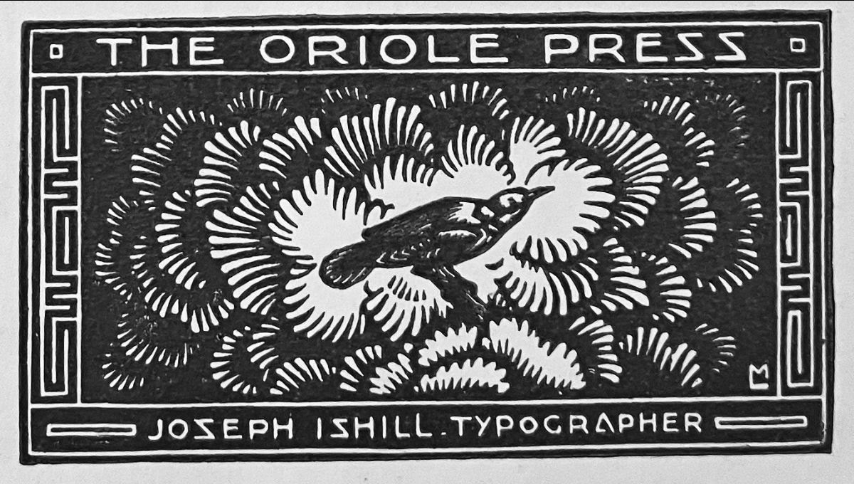 black and white woodcut Oriole Press colophon