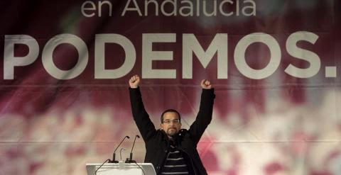 El secretario de Organización de Podemos, Sergio Pascual, durante su intervención en un acto de la campaña electoral andaluza. EFE/A.Carrasco Ragel.