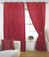 Fabutex Polyester Window Curtain (Single Curtain, 59 inch/150 cm in Height, Red)