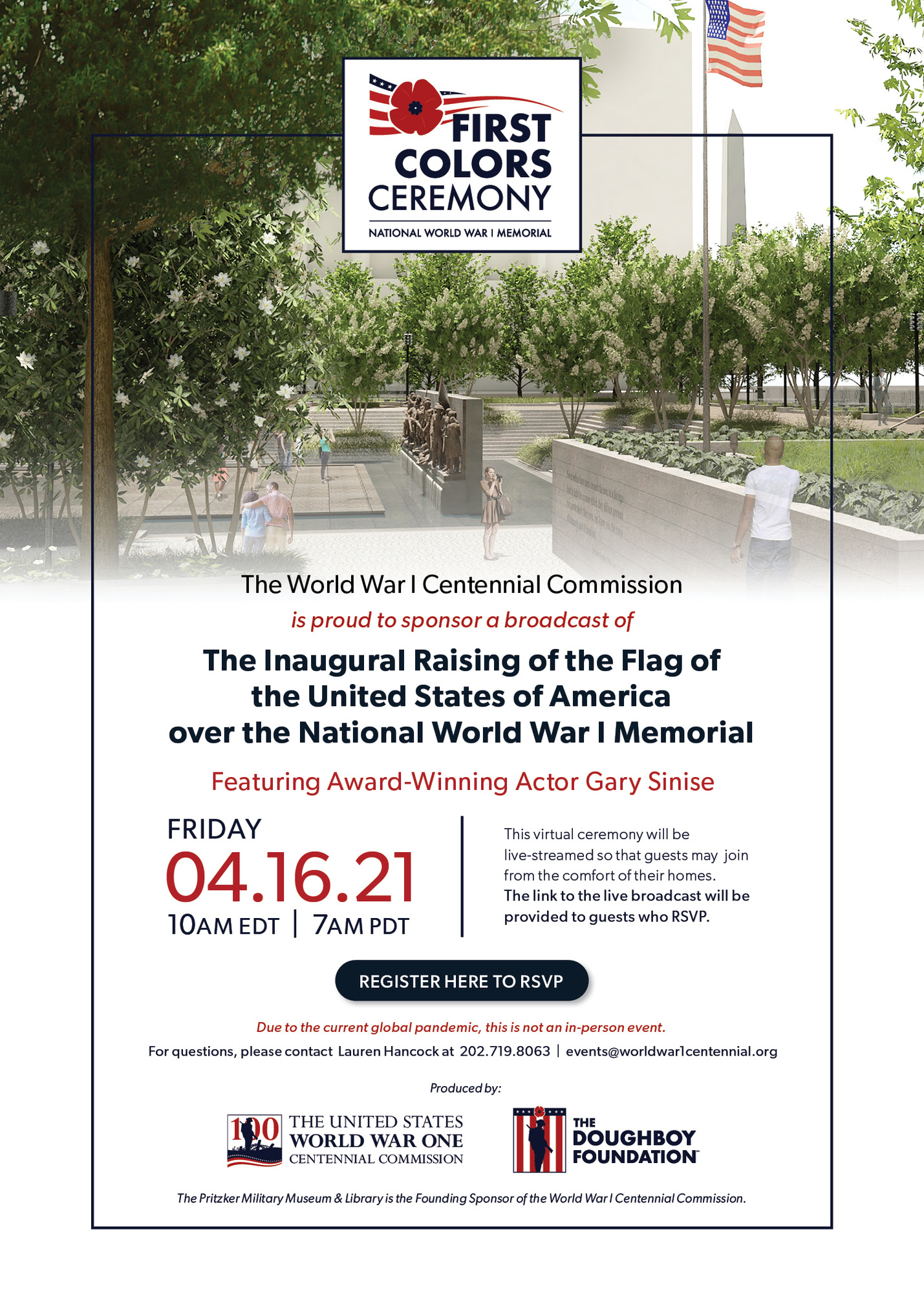 Invitation to the First Colors Ceremony on April 16, 2021 at 10am Eastern