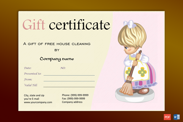 Free Printable Editable House Cleaning Gift Certificate Template Free