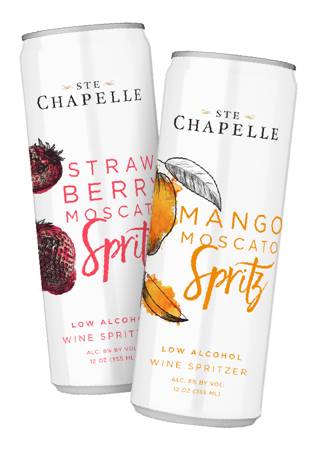 Ste. Chapelle strawberry and mango Moscato Spritz cans