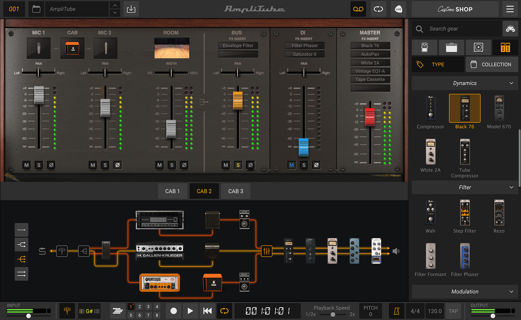 AmpliTube 5 mixer rack FX