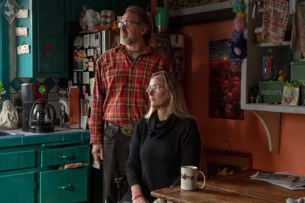Neil Heslin, left, and Scarlett Lewis, the parents of Jesse Lewis, who was killed in the Sandy Hook school shooting. “I very much look forward to justice being served,” Mr. Heslin said of Alex Jones’s trial.