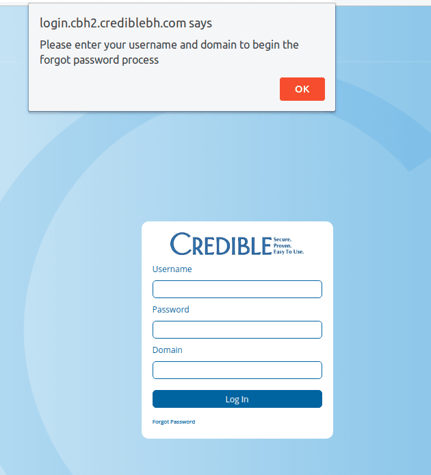 Crediblebh login reset password