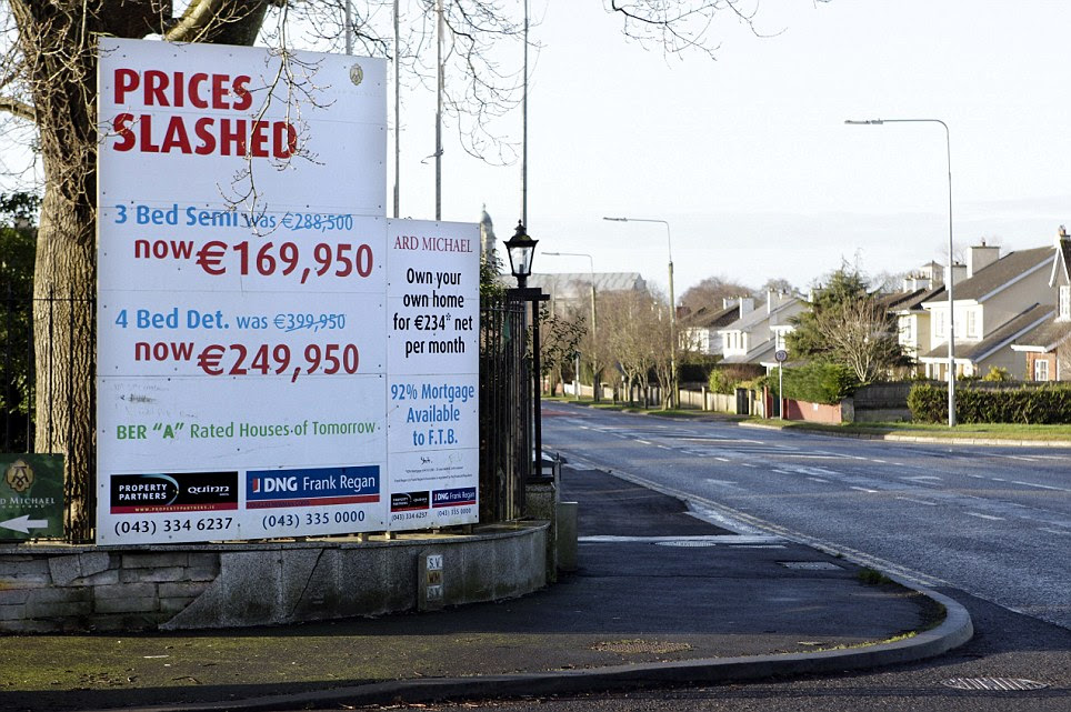 Slashed: During the economic boom, Irish developers attempted to cash in, building tens of thousands of houses. However, poor planning decisions and the global recession have resulted in a large number of estates being abandoned, unoccupied or unfinished