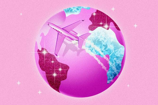 Illustrated pink globe