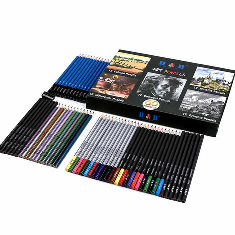61Pcs Watercolor Sketching Professional Drawing Pencils Set Charcoals Pencils Supplies