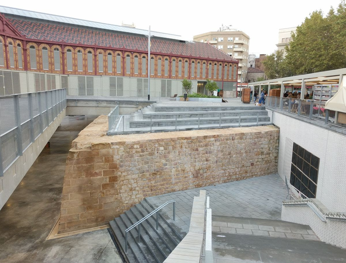 Barcelona’s original medieval walls are still visible in several parts of the city; this is next to Sant Antoni Market.