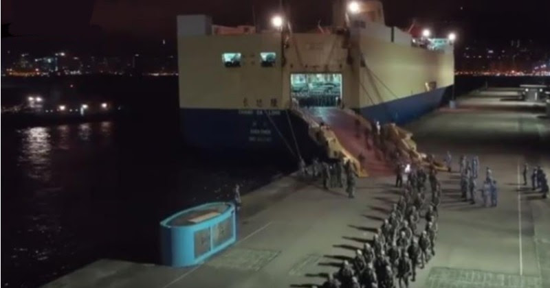 China Unloads Troops & Cargo Into Hong Kong From Giant Ship Amidst Rumors of Crackdown