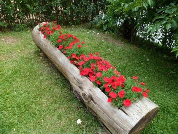 Hollowed Log Planter - http://www.decorationhunt.com/architecture/hollowed-log-planter/