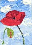 Red Poppy With Bud & Blue Skies 1 - Posted on Thursday, February 26, 2015 by Cynthia Van Horne Ehrlich