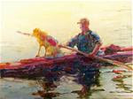 Doggy Kayak Ride,portrait,oil on canvas,9x12,price$450 - Posted on Thursday, December 4, 2014 by Joy Olney