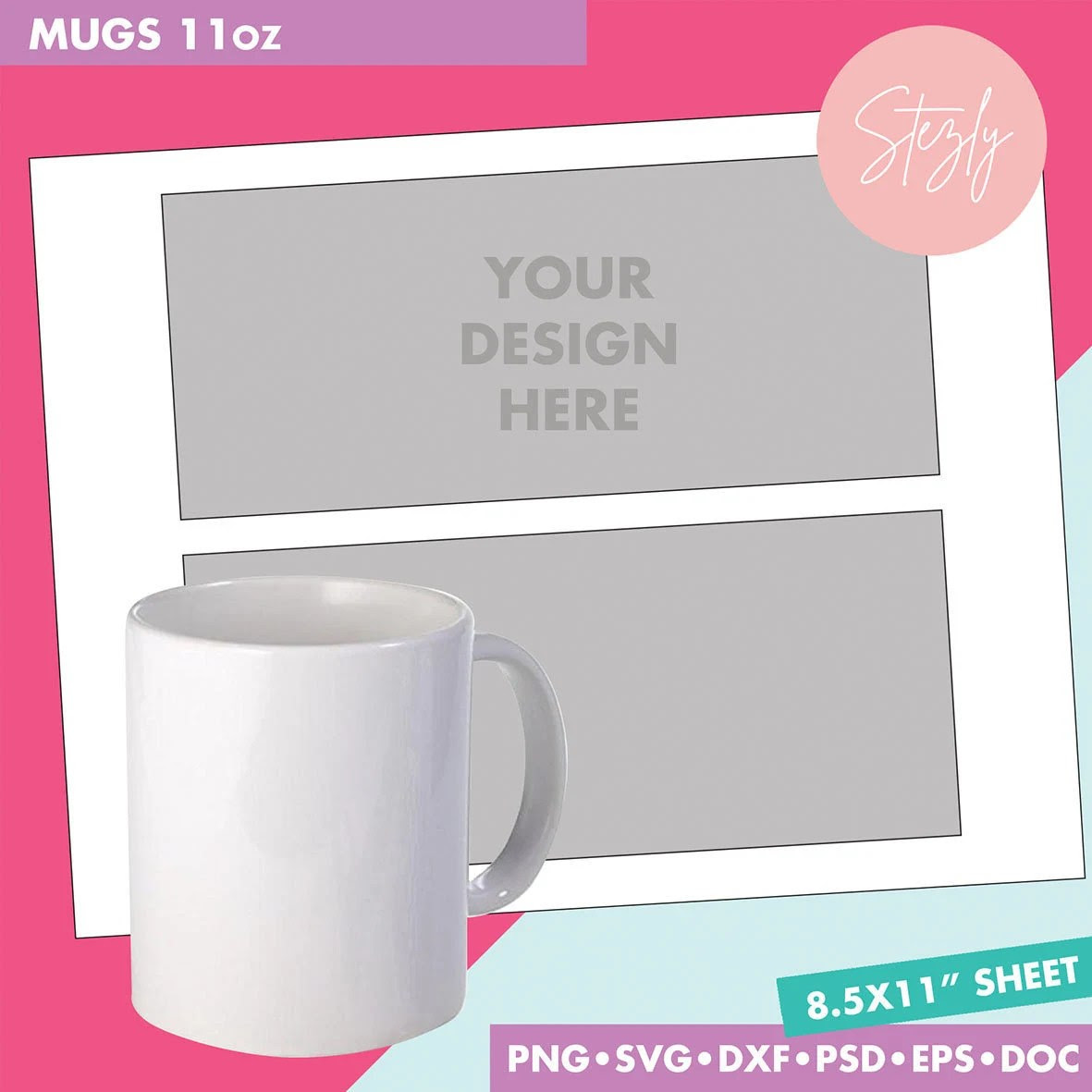 11oz Mug Wrapper Template Mug Sublimation PSD PNG and SVG Etsy
