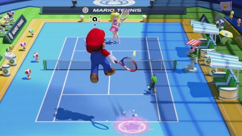 Mario and other residents of the Mushroom Kingdom head back to the tennis court on Nov. 20 in the Ma ... 