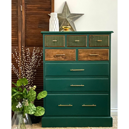 Large Chest Green Drawers  Urban / Contemporary - Hand Painted