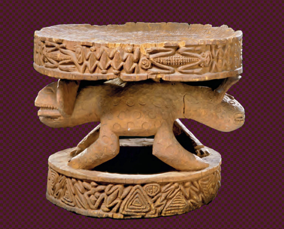 This stool from Baham arrived was taken by officer Hans Glauning during the Battle of Baham in 1905